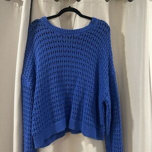GAP Women's Vibrant Blue Open-Knit Sweater